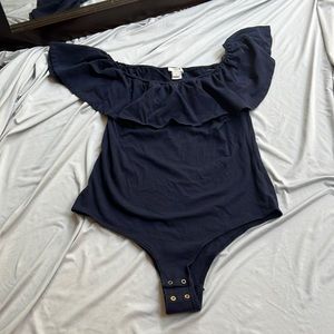 J. Crew Off Shoulder Navy Bodysuit